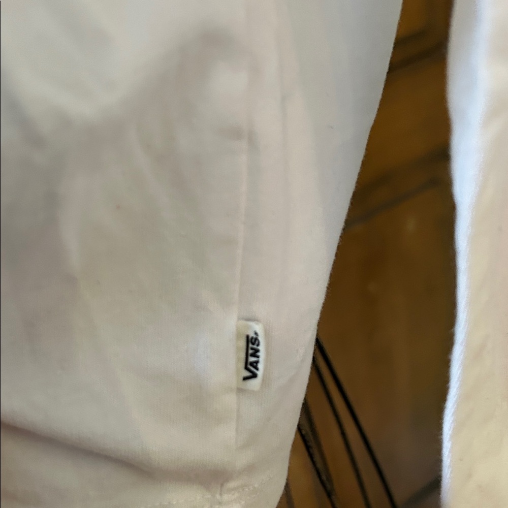 Vans White Cropped Long Sleeve with Black Checker Sleeve - Picture 2 of 7